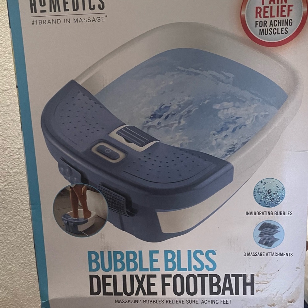 Homedics Bubble Bliss Deluxe Footbath - Blue and White